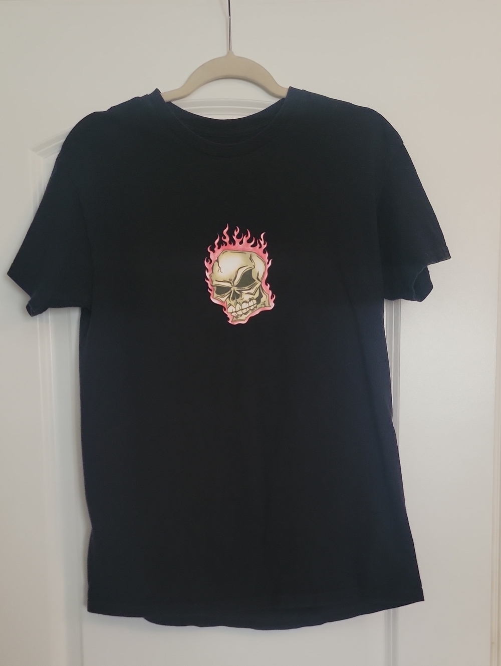 Empyre Black Tee with Flaming Skull Graphic
